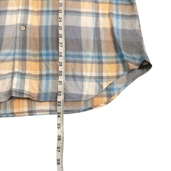 CIRCLE OF GENTLEMEN REGULAR FIT 100% COTTON SHIRT BLUE BEIGE PLAID 44 X 17.5 - Picture 5 of 11